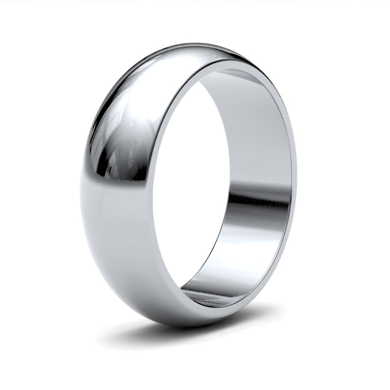 WDSPL6() | Platinum Standard Weight D-Shape Profile Finish Wedding Ring