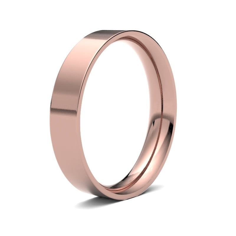 WFC18R4() | 18ct Rose Gold Standard Weight Flat Court Profile Finish Wedding Ring