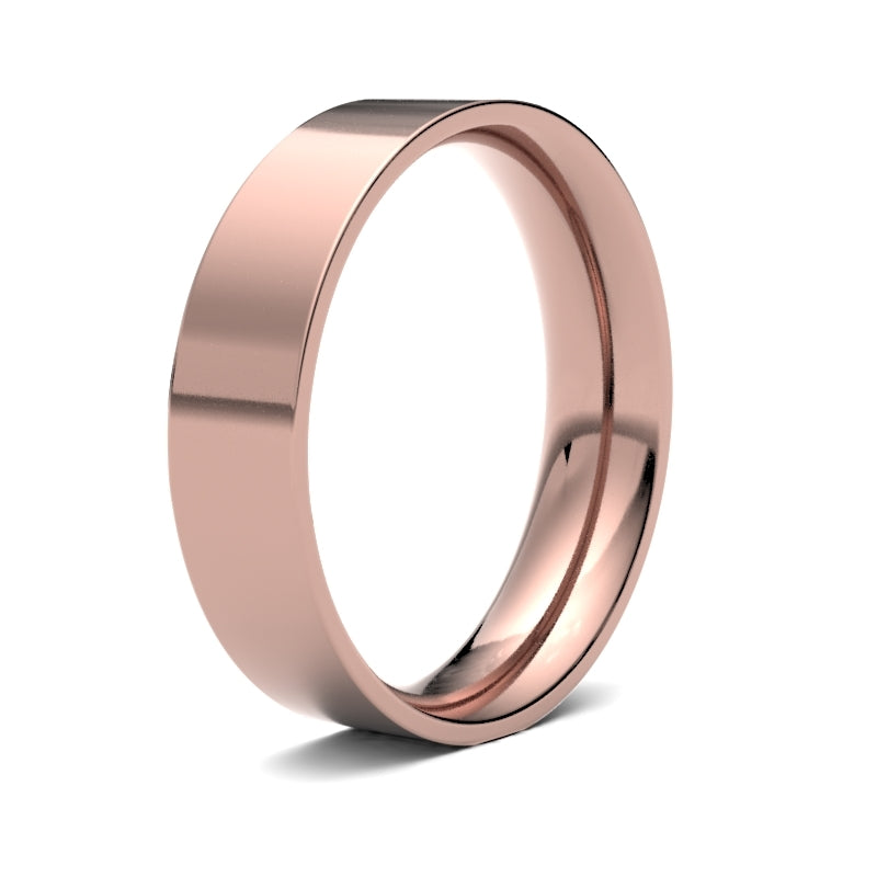 WFC18R5() | 18ct Rose Gold Standard Weight Flat Court Profile Finish Wedding Ring