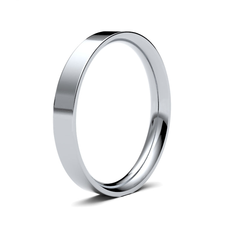 WFC18W3() | 18ct White Gold Standard Weight Flat Court Profile Finish Wedding Ring