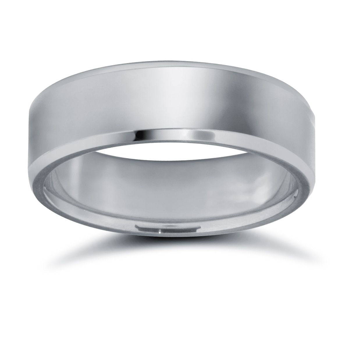 WFC18W6-03(R+) | 18ct White Gold Standard Weight Flat Court Profile Bevelled Edge Wedding Ring