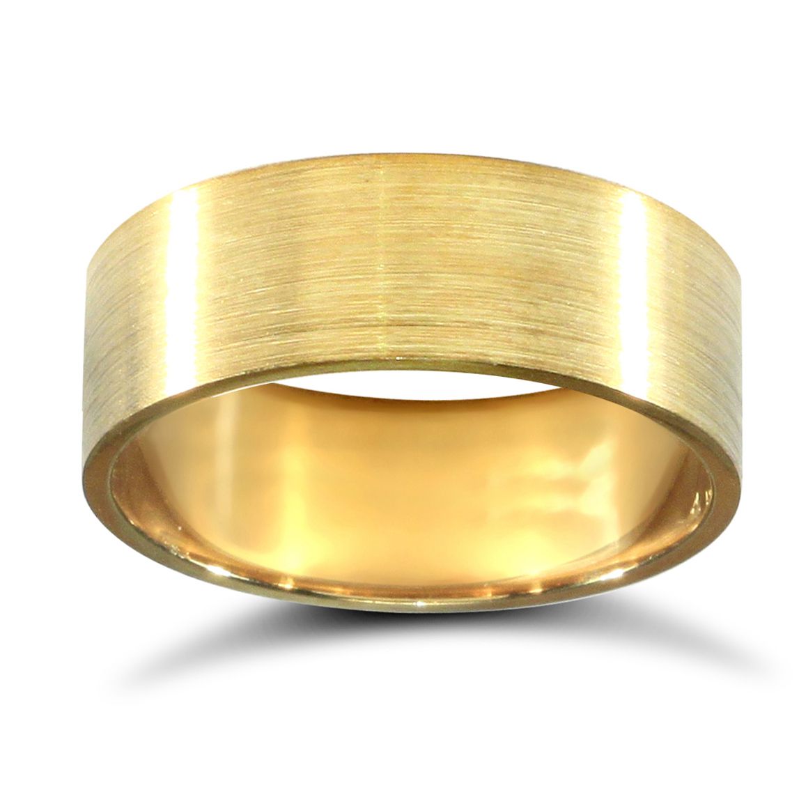 18ct Yellow Gold Standard Weight Flat Court Profile Satin Wedding Ring