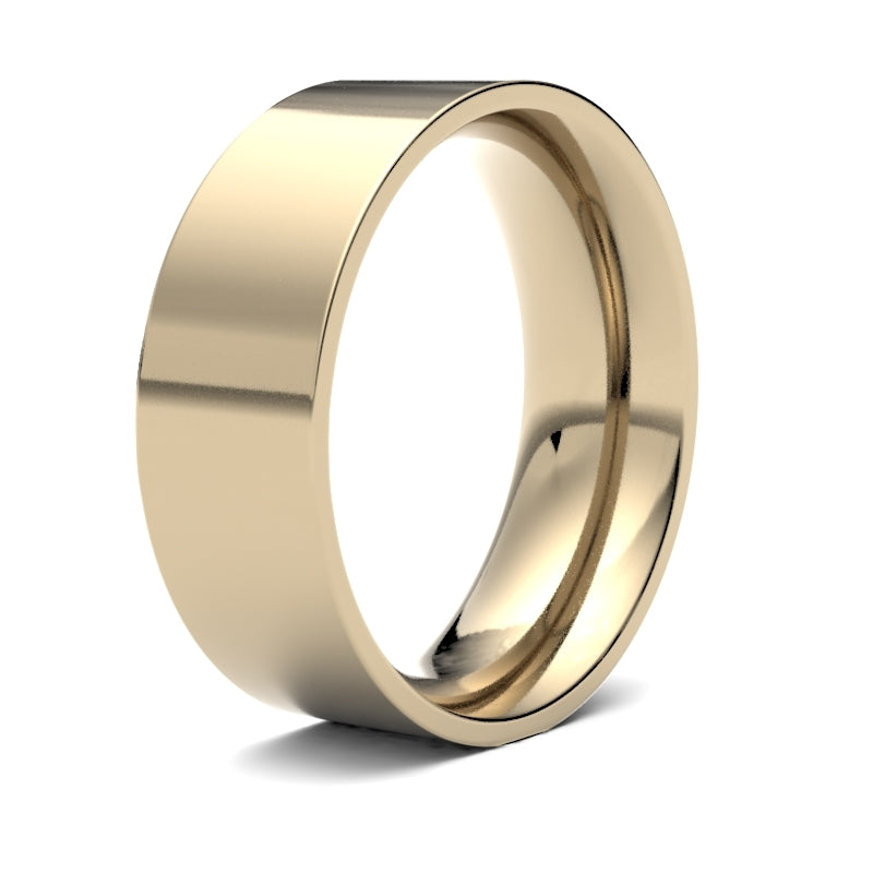 18ct Yellow Gold Standard Weight Flat Court Profile Mirror Finish Wedding Ring