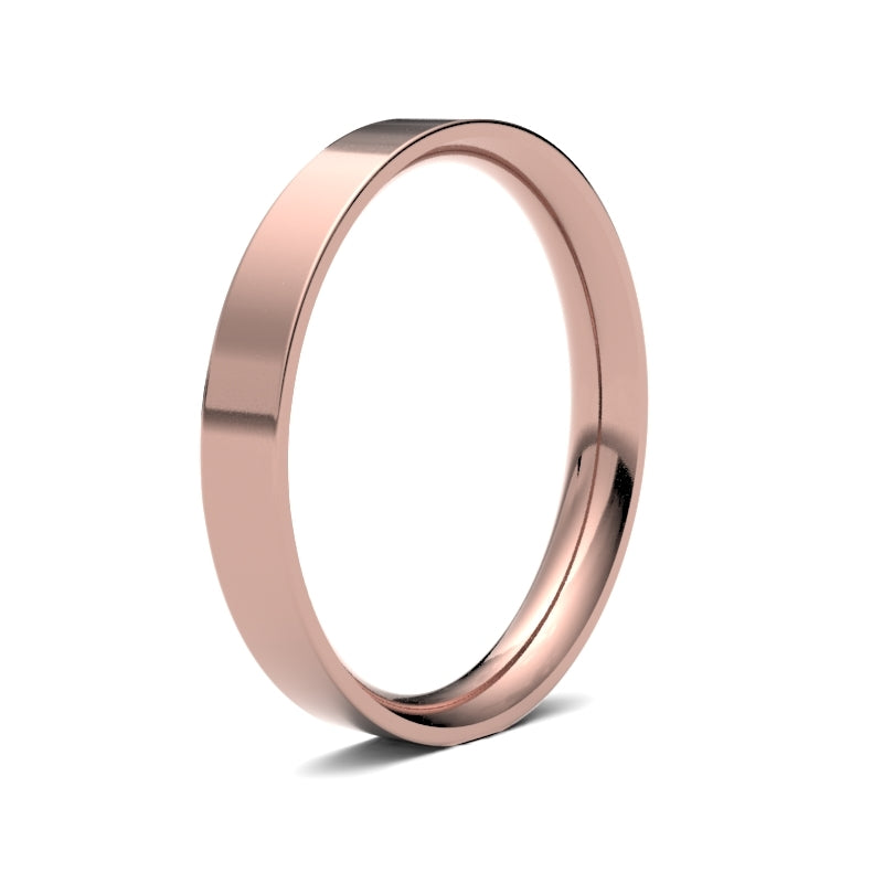 WFC9R3() | 9ct Rose Gold Standard Weight Flat Court Profile Finish Wedding Ring
