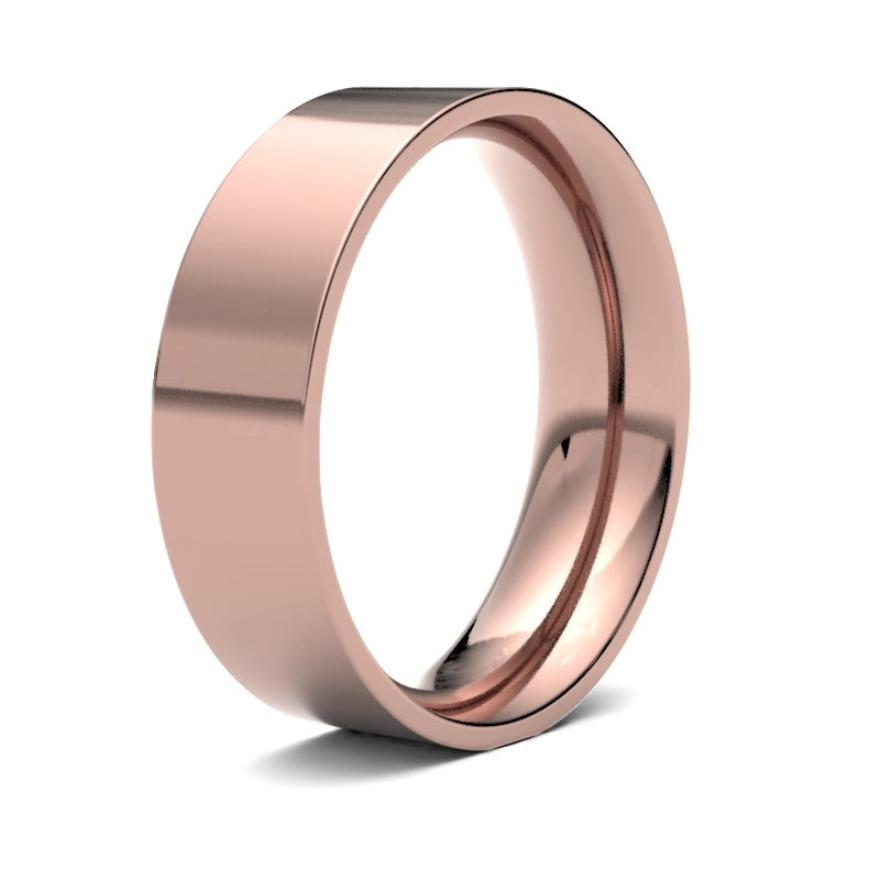 WFC9R6() | 9ct Rose Gold Standard Weight Flat Court Profile Finish Wedding Ring