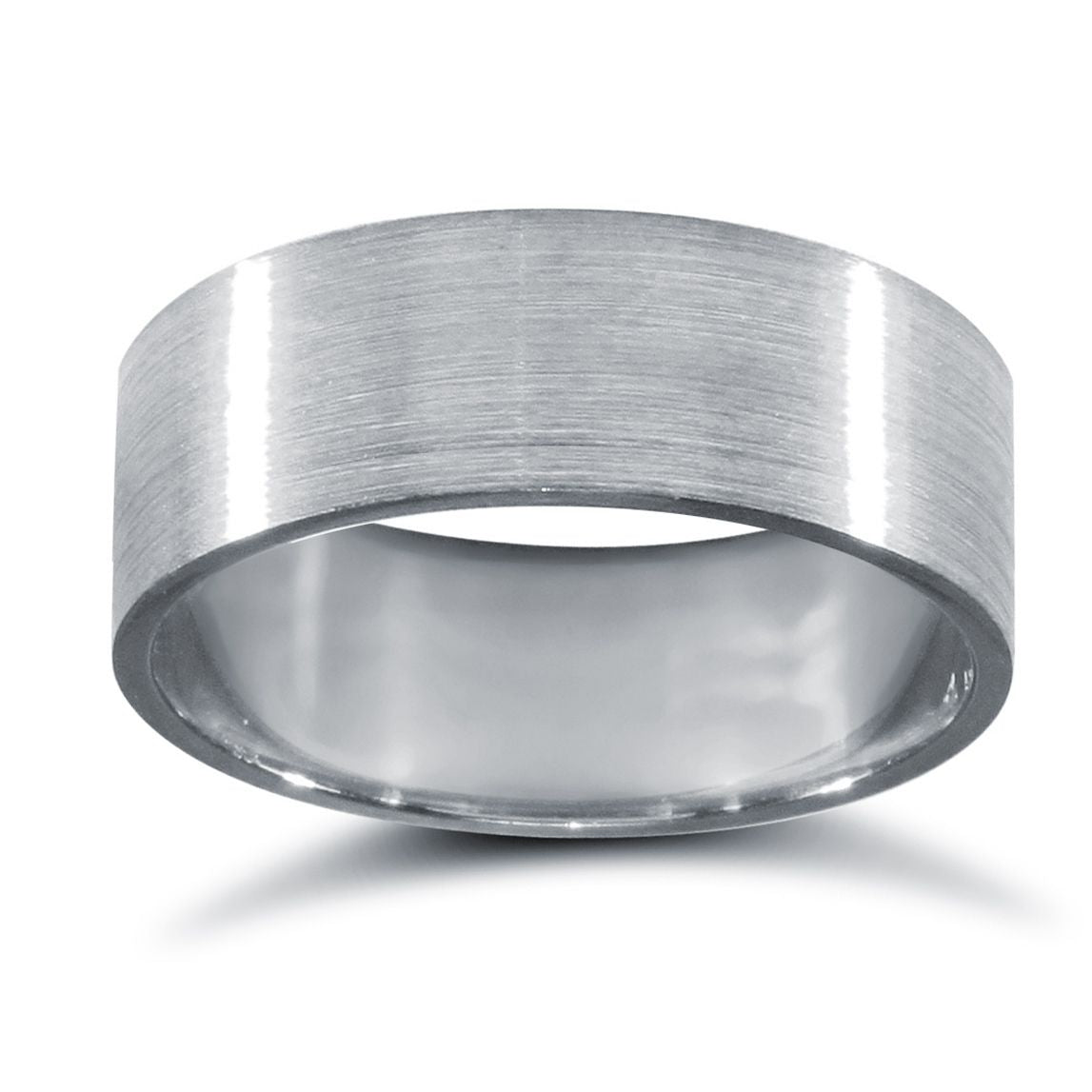 Platinum Standard Weight Flat Court Profile Satin Wedding Ring