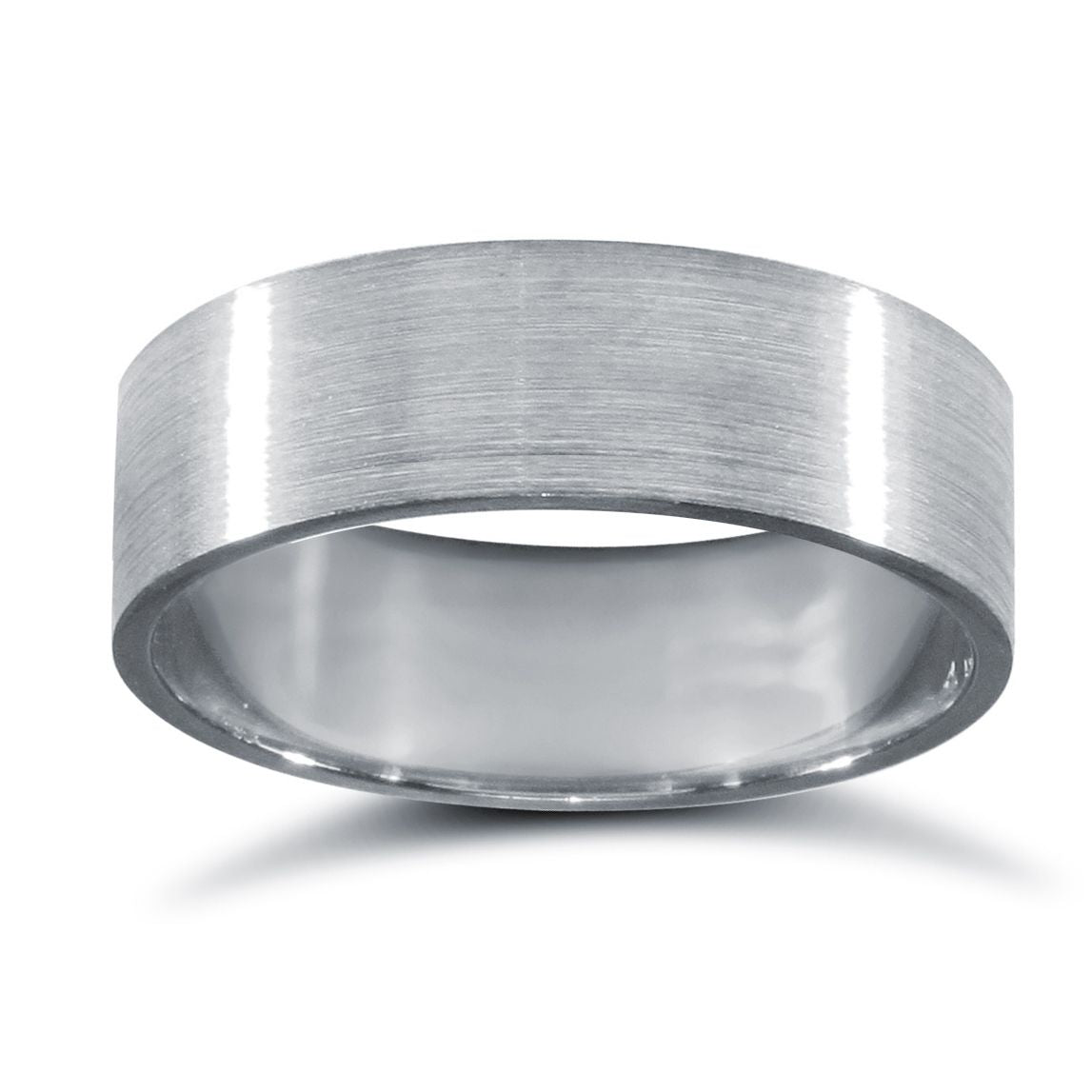18ct White Gold Standard Weight Flat Profile Satin Wedding Ring