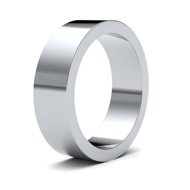 18ct White Gold Standard Weight Flat Profile Mirror Finish Wedding Ring