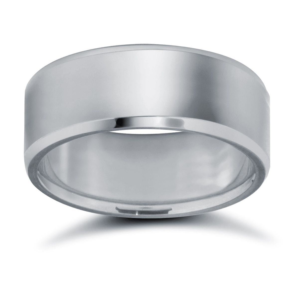 18ct White Gold Standard Weight Flat Profile Bevelled Edge Wedding Ring