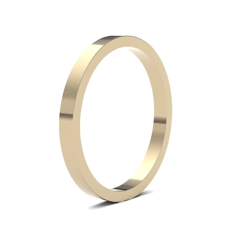 18ct Yellow Gold Standard Weight Flat Profile Mirror Finish Wedding Ring