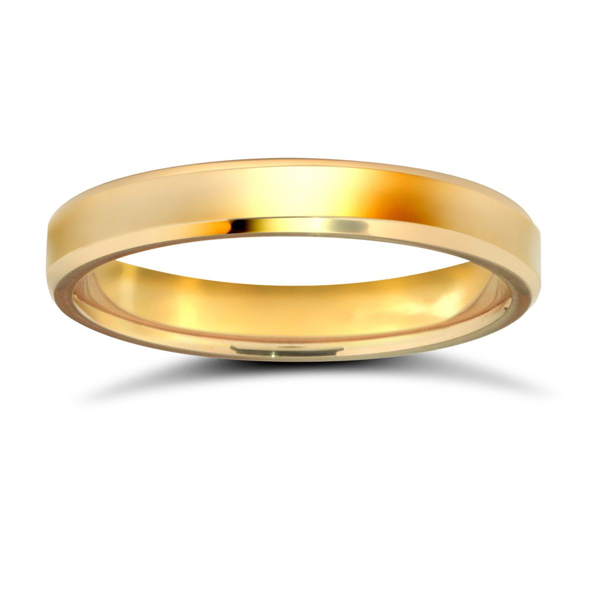 18ct Yellow Gold Standard Weight Flat Profile Bevelled Edge Wedding Ring