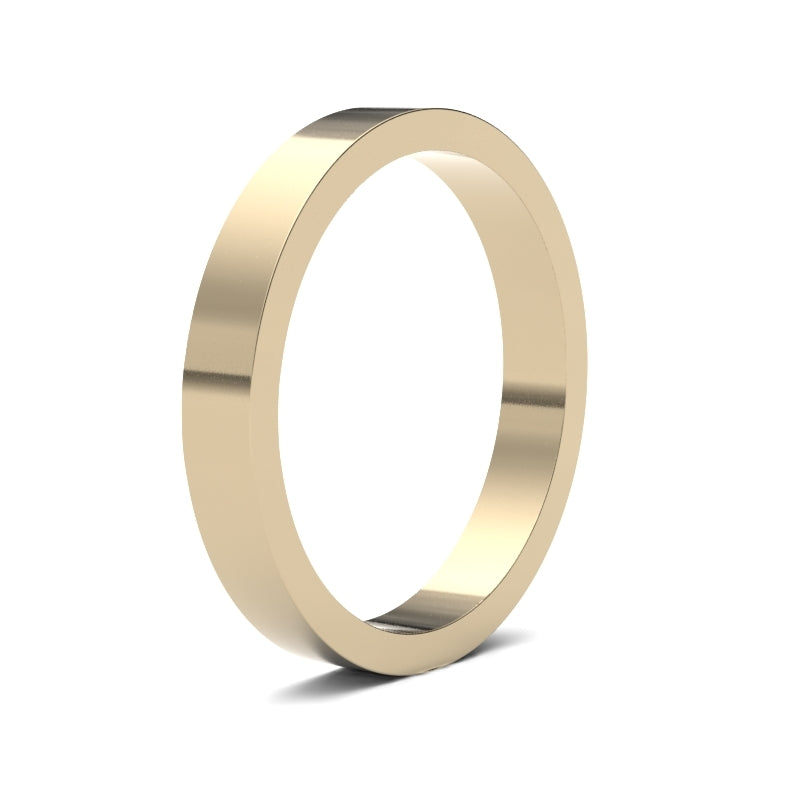 18ct Yellow Gold Standard Weight Flat Profile Mirror Finish Wedding Ring
