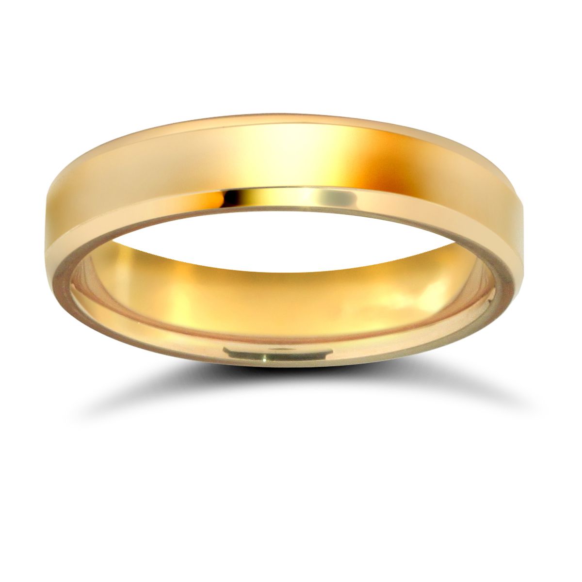 18ct Yellow Gold Standard Weight Flat Profile Bevelled Edge Wedding Ring