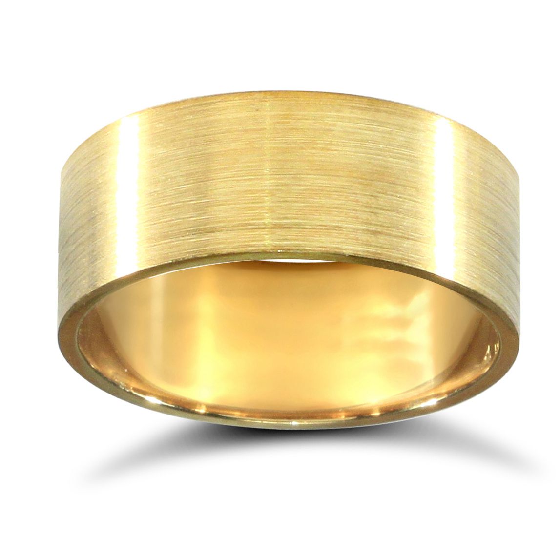 18ct Yellow Gold Standard Weight Flat Profile Satin Wedding Ring
