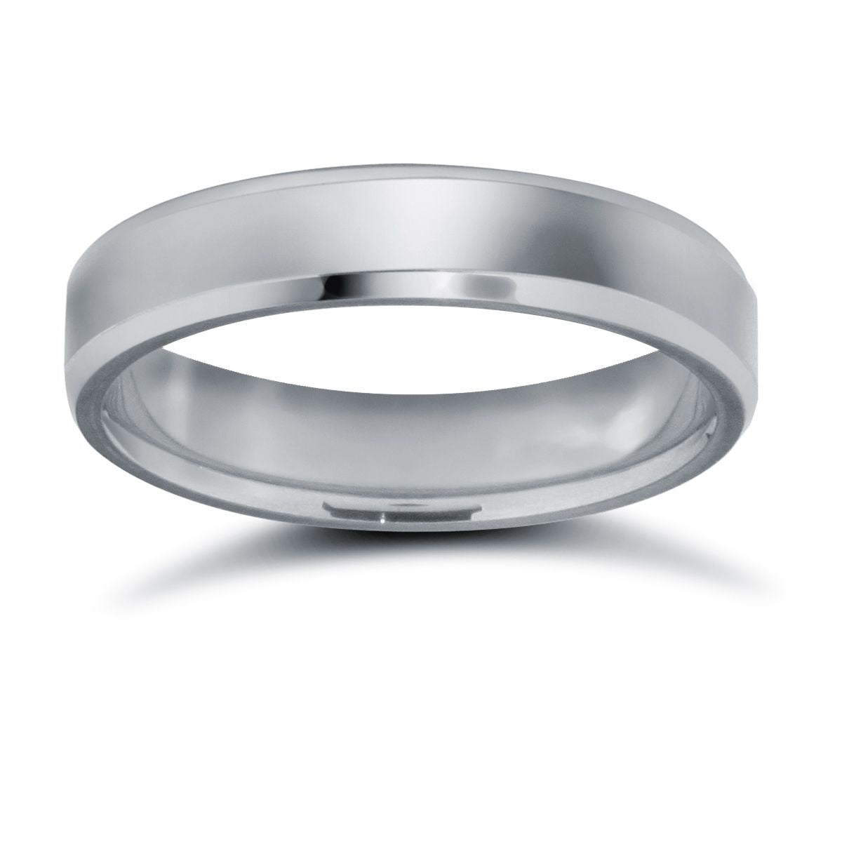 9ct White Gold Standard Weight Flat Profile Bevelled Edge Wedding Ring