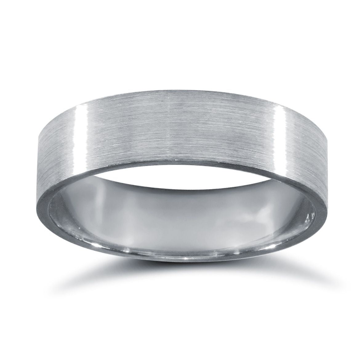 9ct White Gold Standard Weight Flat Profile Satin Wedding Ring
