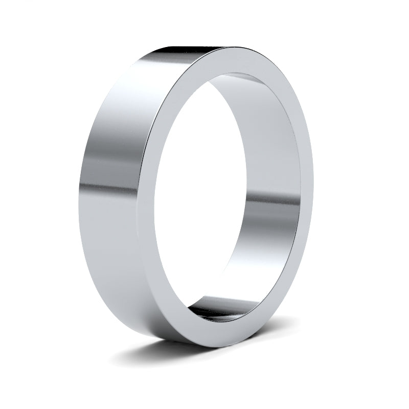 9ct White Gold Standard Weight Flat Profile Mirror Finish Wedding Ring