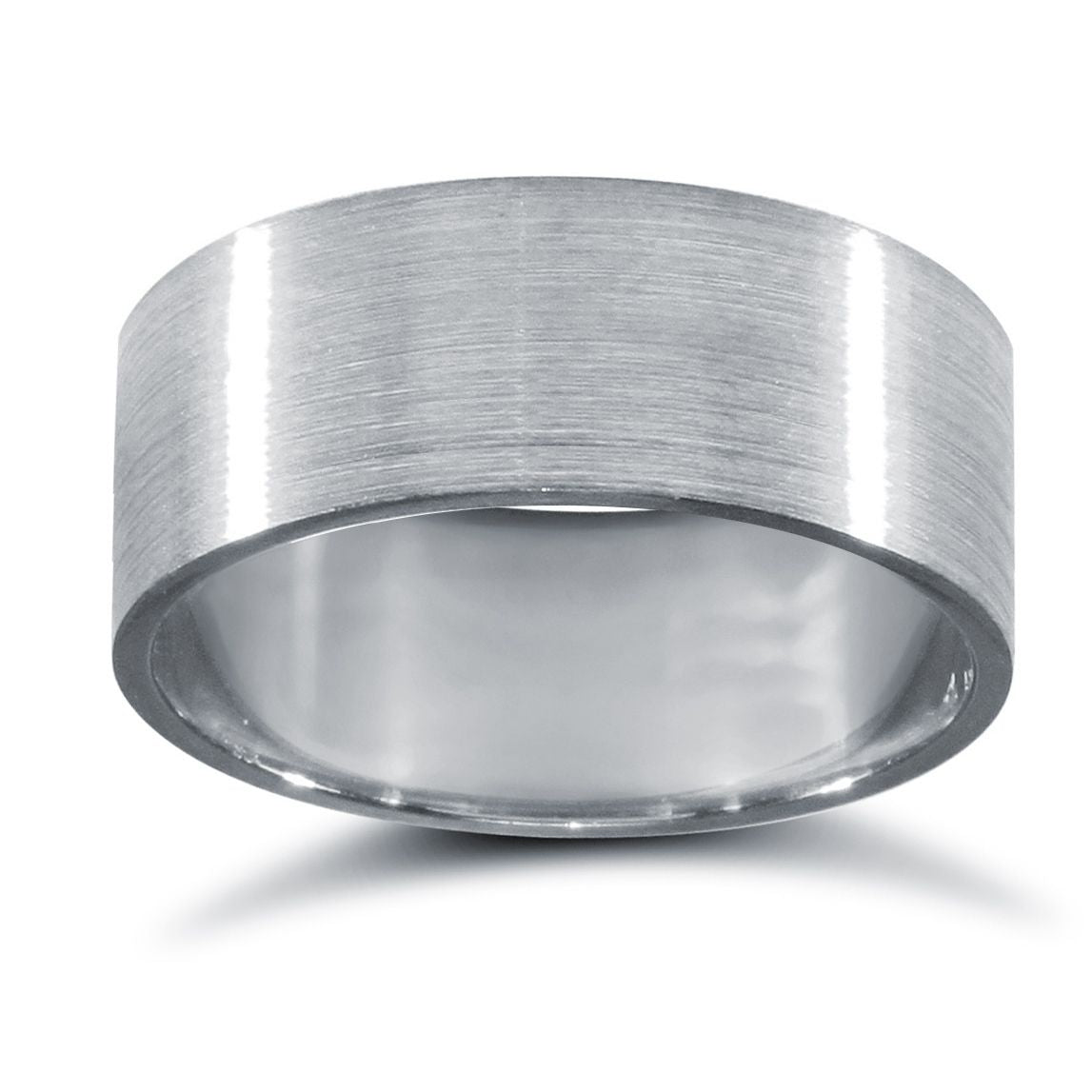 9ct White Gold Standard Weight Flat Profile Satin Wedding Ring