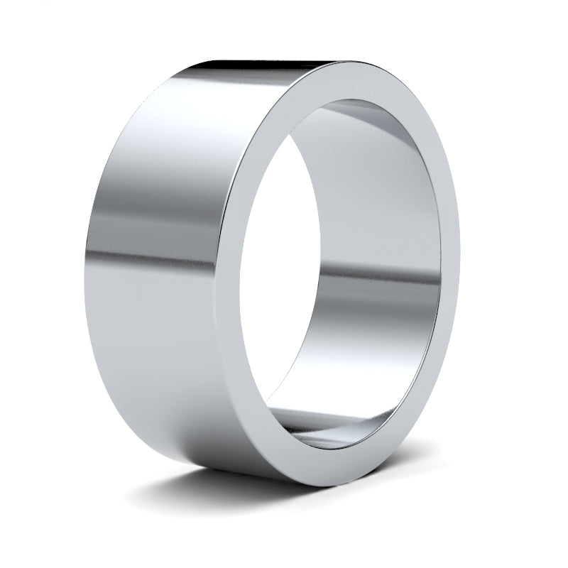 9ct White Gold Standard Weight Flat Profile Mirror Finish Wedding Ring