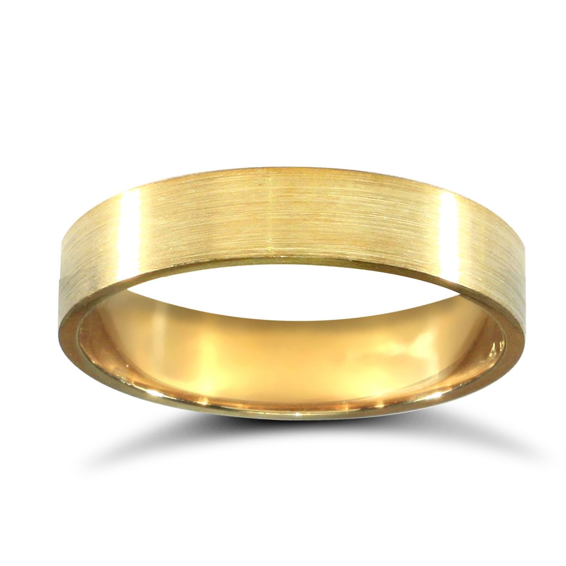 9ct Yellow Gold Standard Weight Flat Profile Satin Wedding Ring