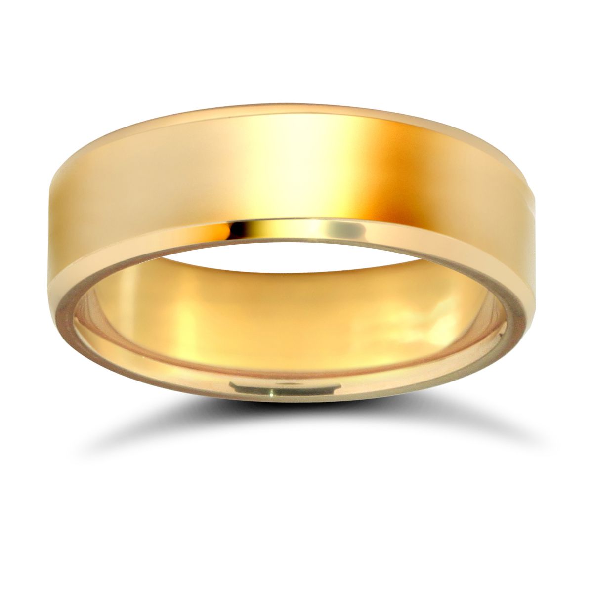 9ct Yellow Gold Standard Weight Flat Profile Bevelled Edge Wedding Ring