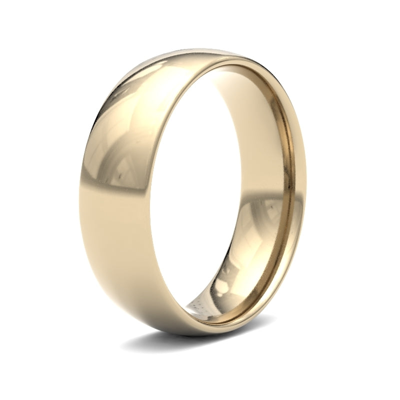 18ct Yellow Gold 6mm Lightweight Court Profile Mirror Finish Wedding Ring
