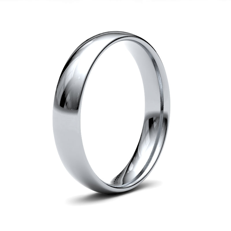 WLCT9W4() | 9ct White Gold 4mm Lightweight Court Profile Mirror Finish Wedding Ring