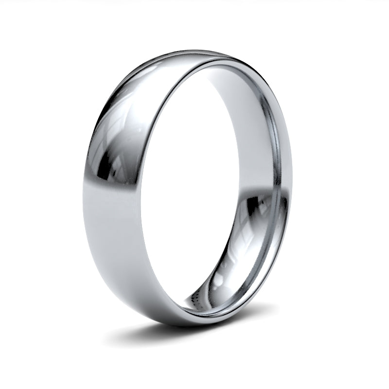 WLCT9W5() | 9ct White Gold 5mm Lightweight Court Profile Mirror Finish Wedding Ring