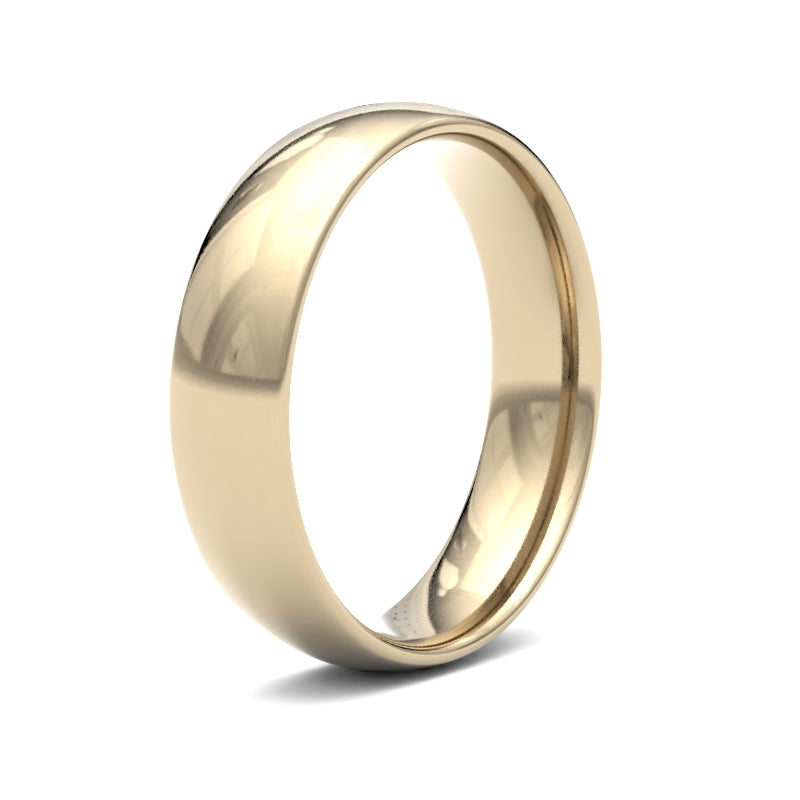 WLCT9Y5() | 9ct Yellow Gold 5mm Lightweight Court Profile Mirror Finish Wedding Ring