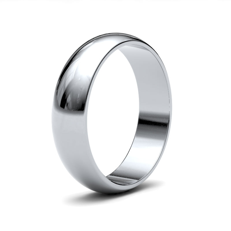 WLDS18W5() | 18ct White Gold 5mm Lightweight D-Jhape Profile Mirror Finish Wedding Ring
