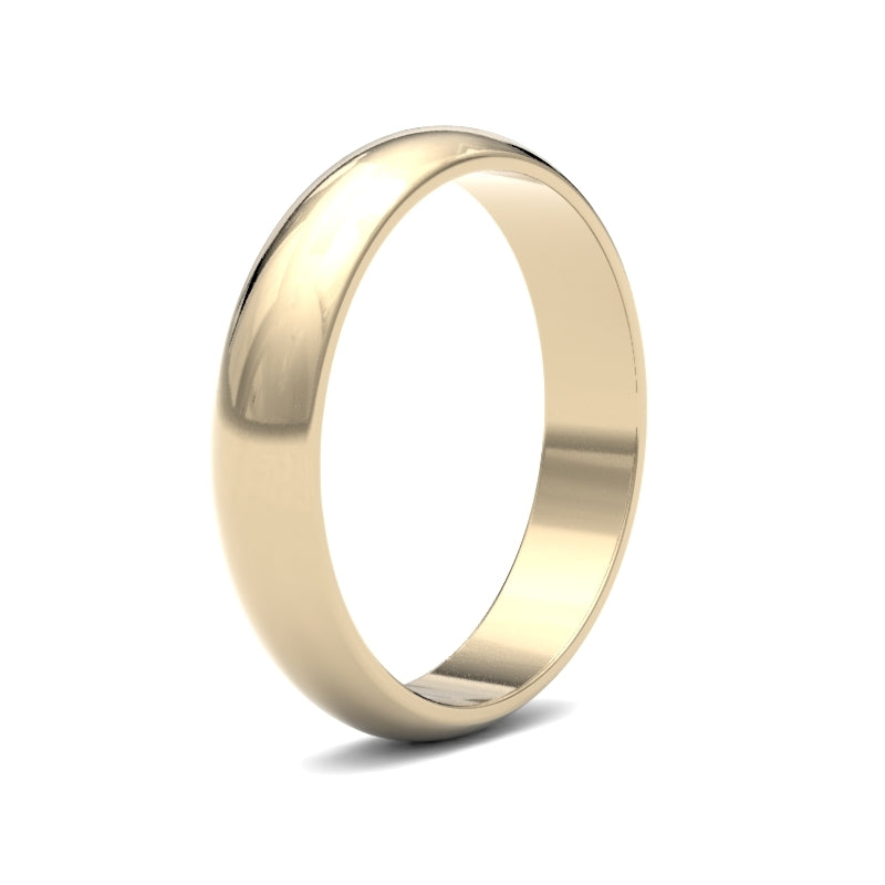 WLDS18Y4() | 18ct Yellow Gold 4mm Lightweight D-Jhape Profile Mirror Finish Wedding Ring