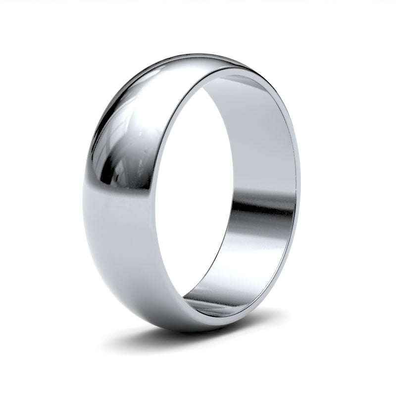 9ct White Gold 6mm Lightweight D-Shape Profile Mirror Finish Wedding Ring