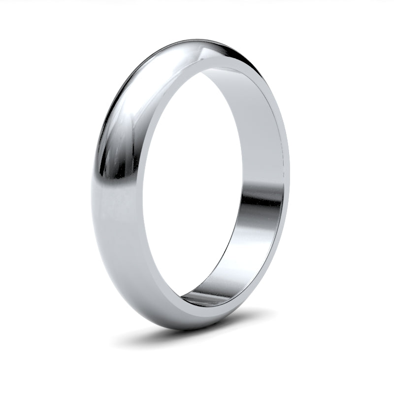WPDS18W4() | 18ct White Gold Premium Weight D-Shape Profile Finish Wedding Ring