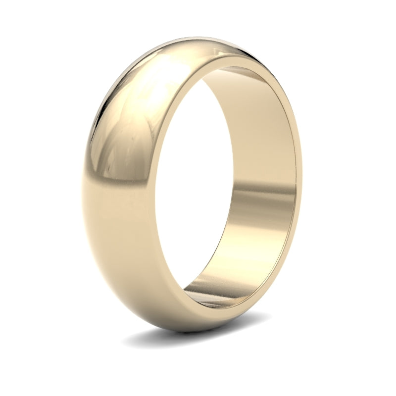 WPDS18Y6() | 18ct Yellow Gold Premium Weight D-Shape Profile Finish Wedding Ring