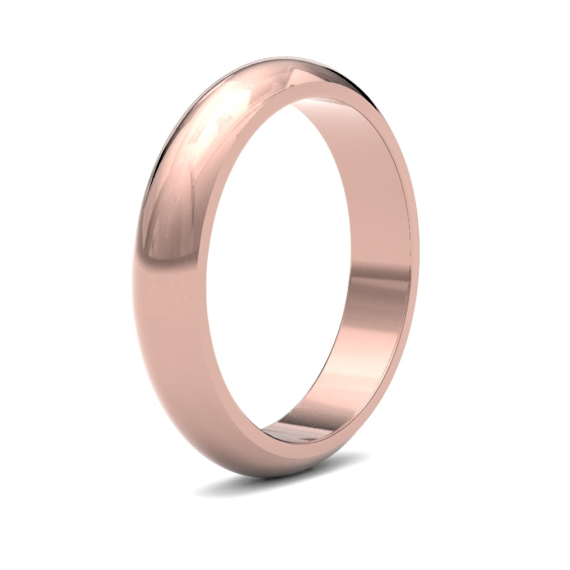 WPDS9R4() | 9ct Rose Gold Premium Weight D-Shape Profile Finish Wedding Ring