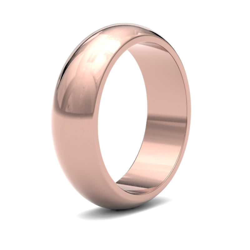 WPDS9R6() | 9ct Rose Gold Premium Weight D-Shape Profile Finish Wedding Ring