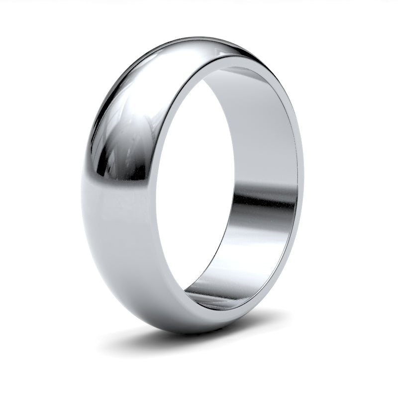 WPDSPL6() | Platinum Premium Weight D-Shape Profile Finish Wedding Ring