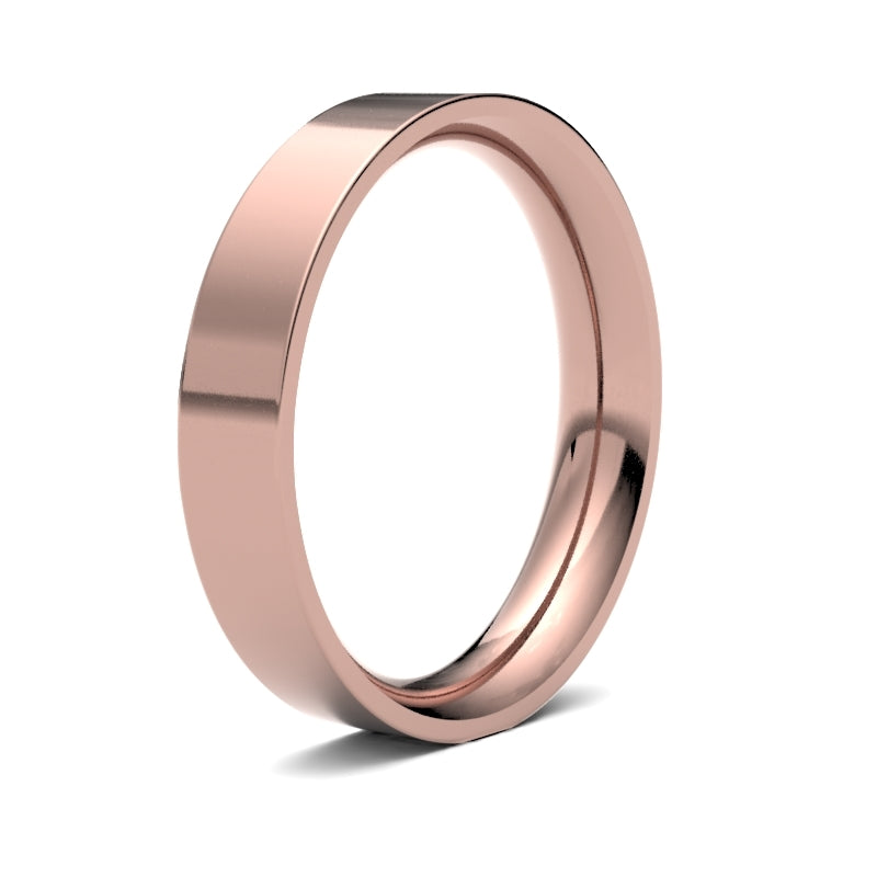 18ct Rose Gold Premium Weight Flat Court Profile Finish Wedding Ring