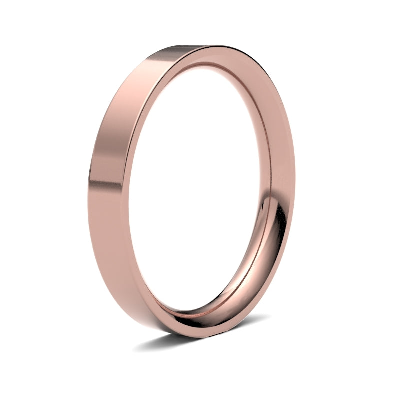 WPFC9R3() | 9ct Rose Gold Premium Weight Flat Court Profile Finish Wedding Ring