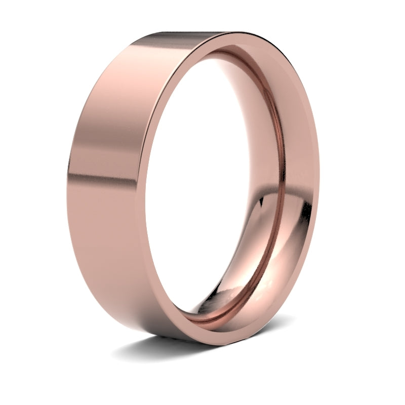 WPFC9R6() | 9ct Rose Gold Premium Weight Flat Court Profile Finish Wedding Ring