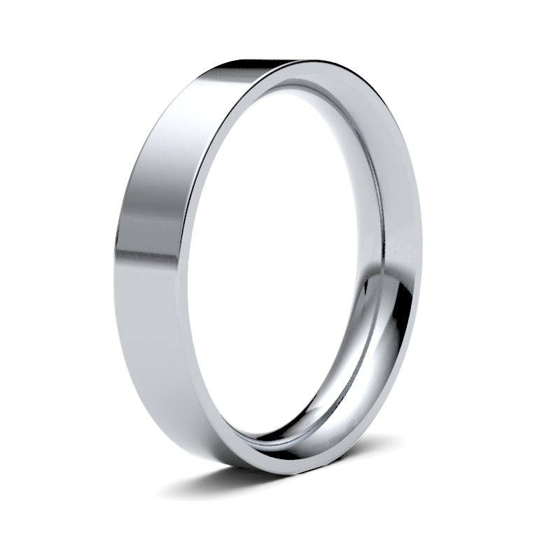 WPFC9W4() | 9ct White Gold Premium Weight Flat Court Profile Finish Wedding Ring