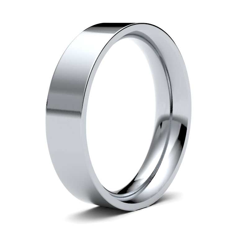 WPFC9W5() | 9ct White Gold Premium Weight Flat Court Profile Finish Wedding Ring