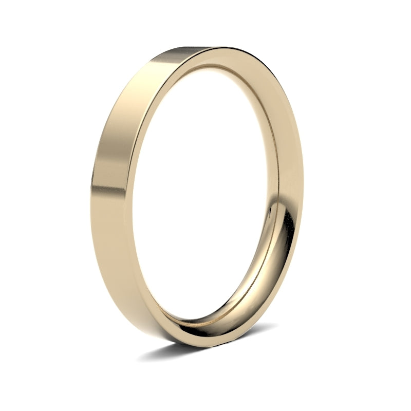 WPFC9Y3() | 9ct Yellow Gold Premium Weight Flat Court Profile Finish Wedding Ring