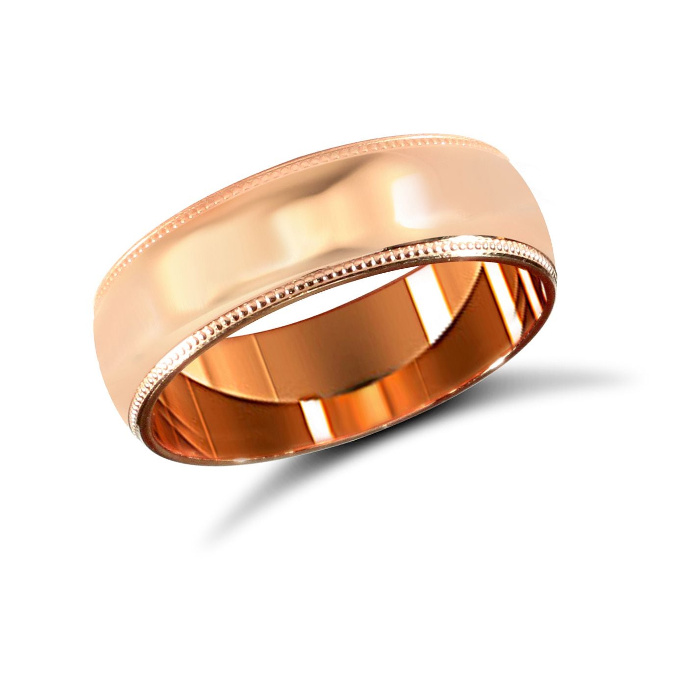 18ct Rose Gold Standard Weight Court Profile Mill Grain Wedding Ring