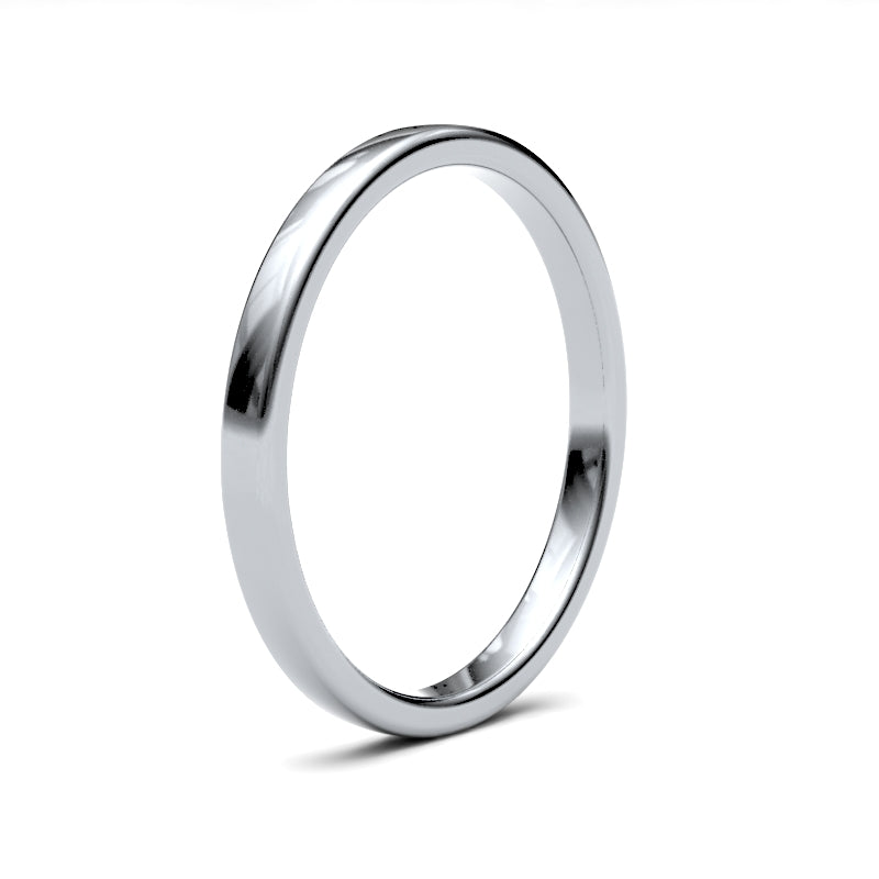 18ct White Gold Standard Weight Court Profile Mirror Finish Wedding Ring