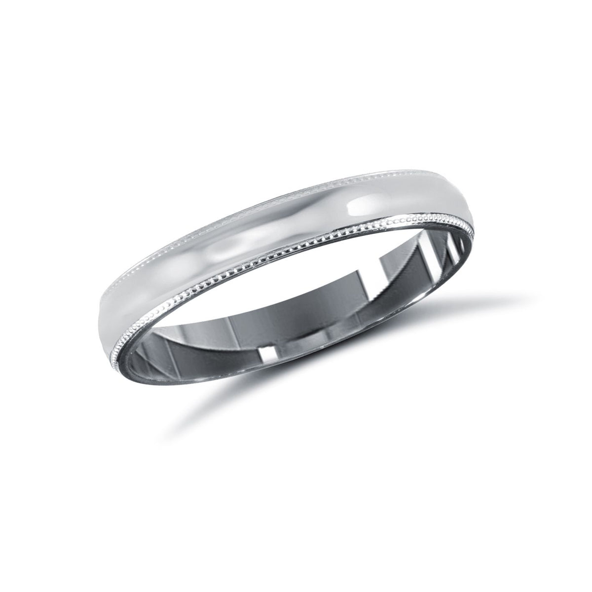 18ct White Gold Standard Weight Court Profile Mill Grain Wedding Ring