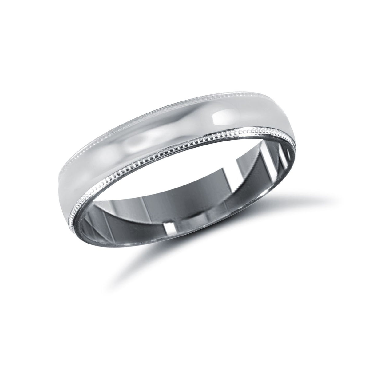 18ct White Gold Standard Weight Court Profile Mill Grain Wedding Ring