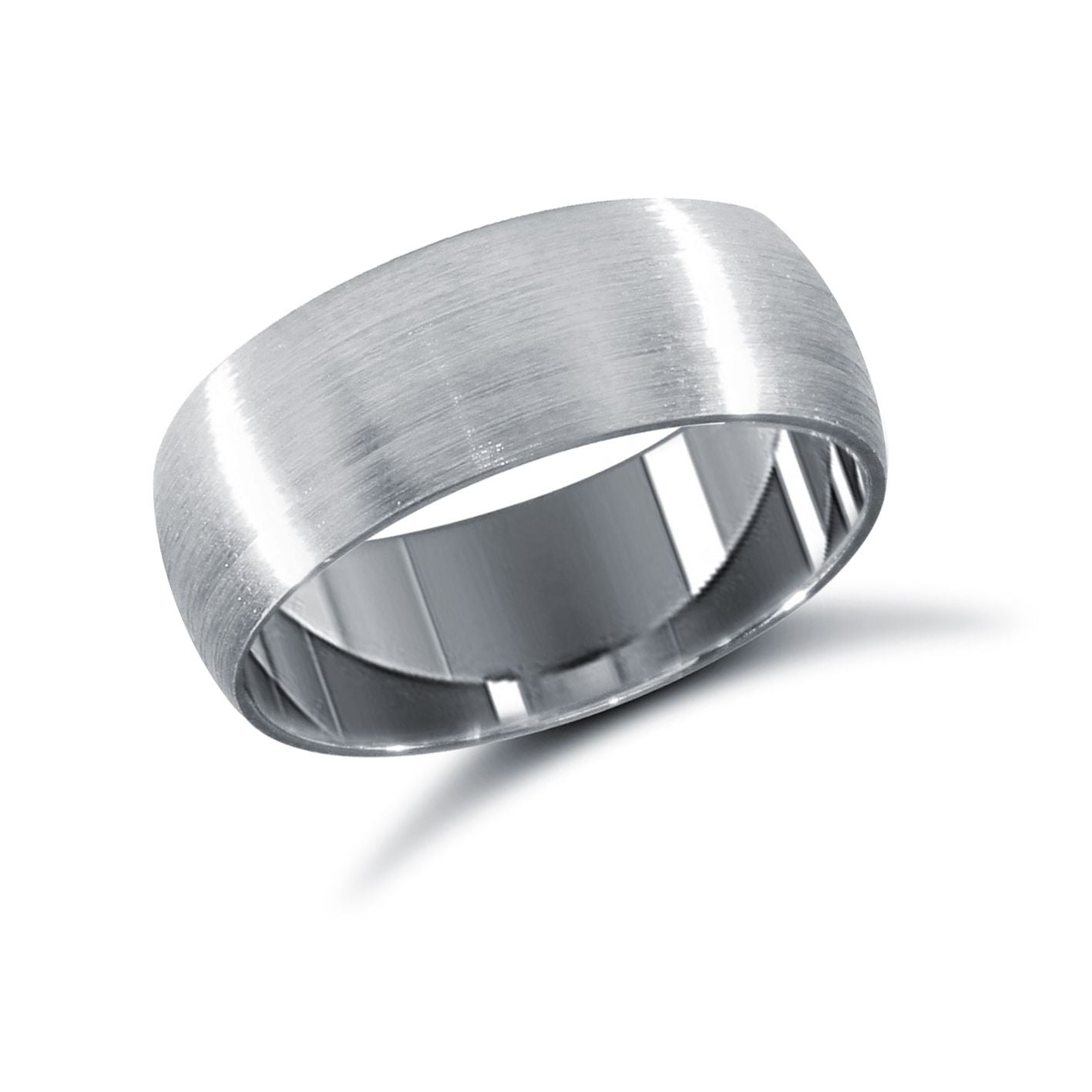18ct White Gold Standard Weight Court Profile Satin Wedding Ring