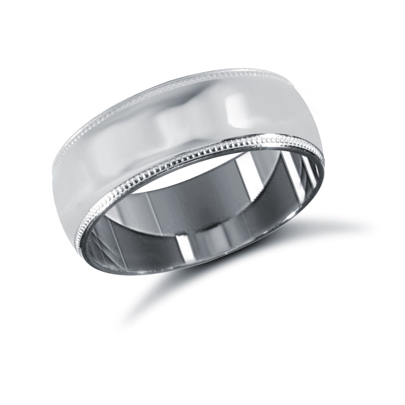 18ct White Gold Standard Weight Court Profile Mill Grain Wedding Ring