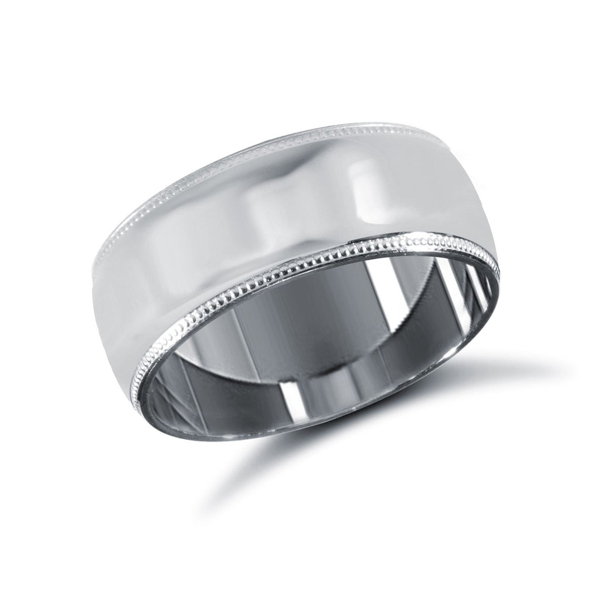 18ct White Gold Standard Weight Court Profile Mill Grain Wedding Ring
